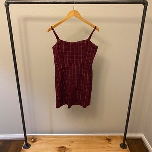 Plaid Dress- maroon and white, tank top